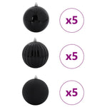 HKH Conjunto de 15 Bolas de Natal - Preto