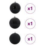 HKH Conjunto de 3 Bolas de Natal - Preto