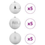 HKH Conjunto de 15 Bolas de Natal - Prateado
