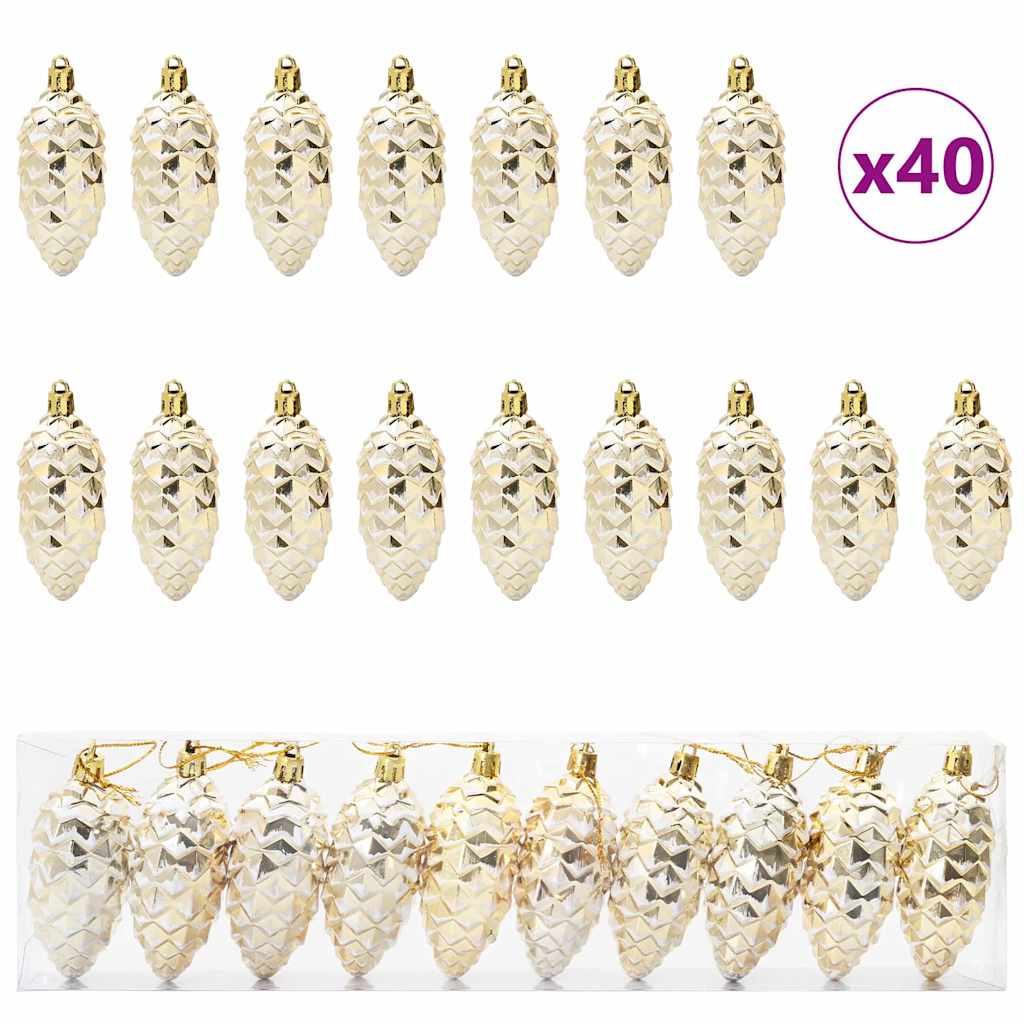 HKH Set de 40 Bolas de Piñas de Navidad Oro
