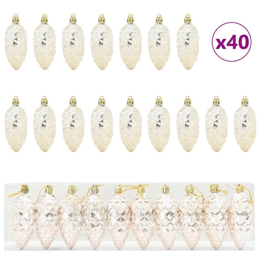 HKH Conjunto de 40 Bolas de Pinheiro de Natal Champanhe
