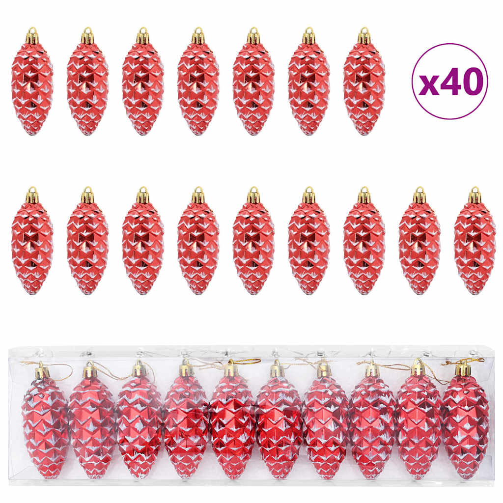 HKH Juego de 40 Bolas de Navidad de Piña - Rojo