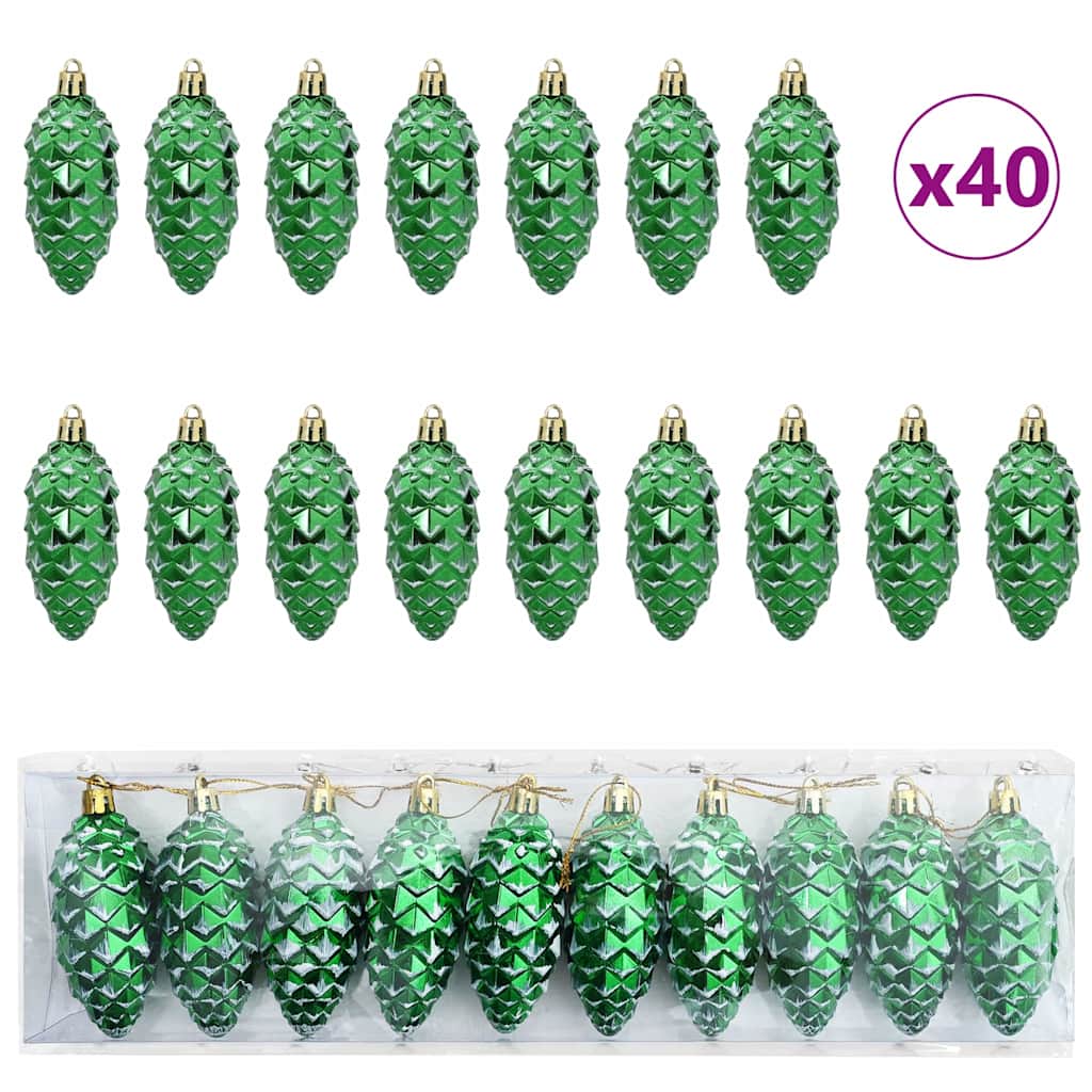 HKH Juego de 40 Bolas de Pino de Navidad - Verde