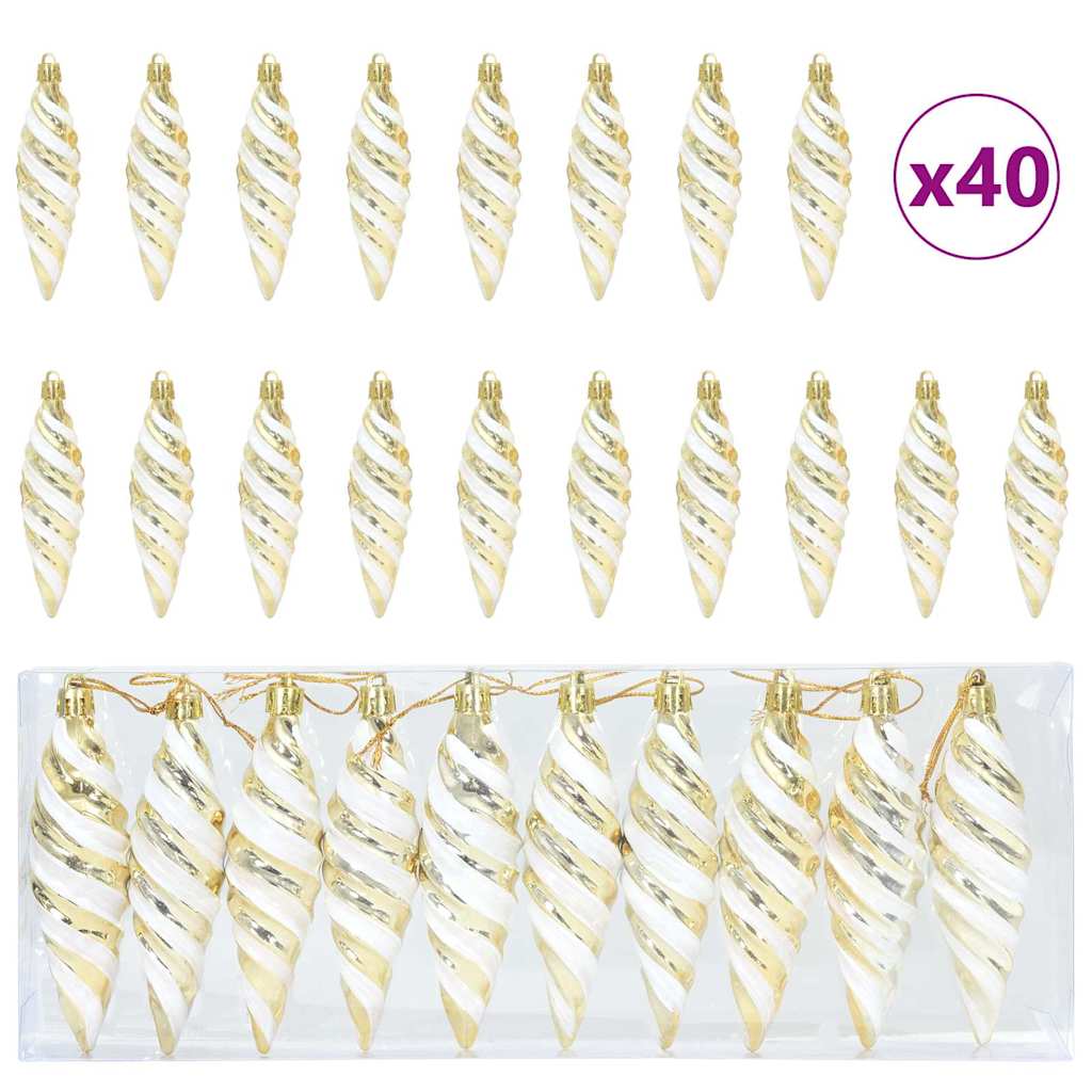 HKH Set de 40 Bolas de Navidad en Espiral Oro