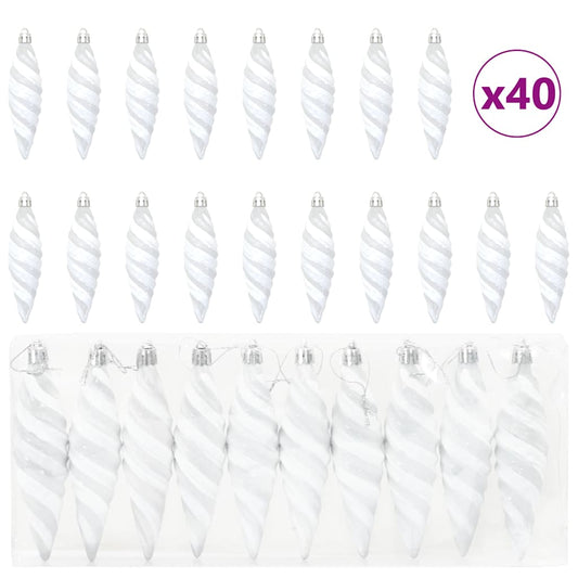 HKH Conjunto de 40 Bolas de Natal em Espiral - Branco
