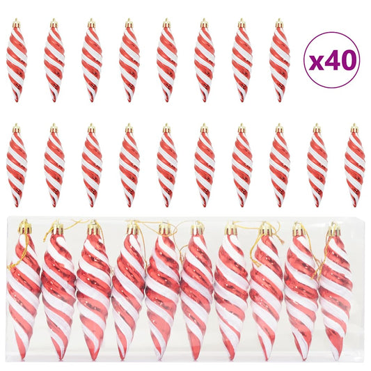 HKH Conjunto de 40 Bolas de Natal em Espiral - Vermelho