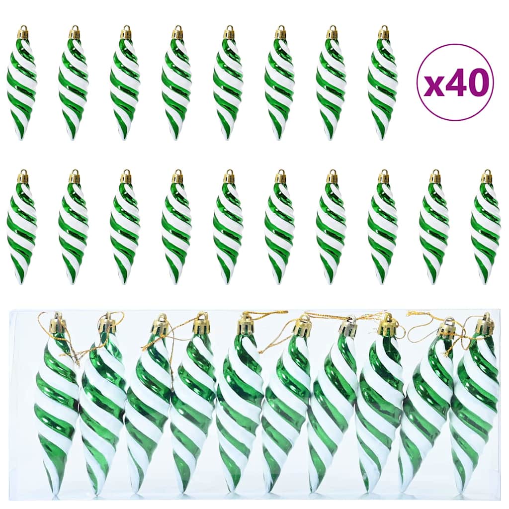 HKH Juego de 40 Bolas de Navidad en Espiral - Verde