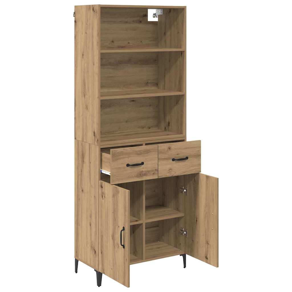 HKH Aparador Alto en Madera Procesada con 2 Puertas y 2 Cajones - Roble Artesanal