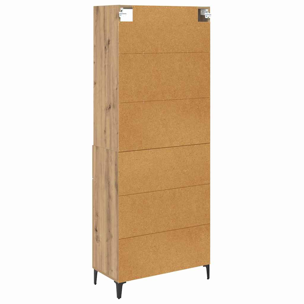 HKH Aparador Alto en Madera Procesada con 2 Puertas y 2 Cajones - Roble Artesanal