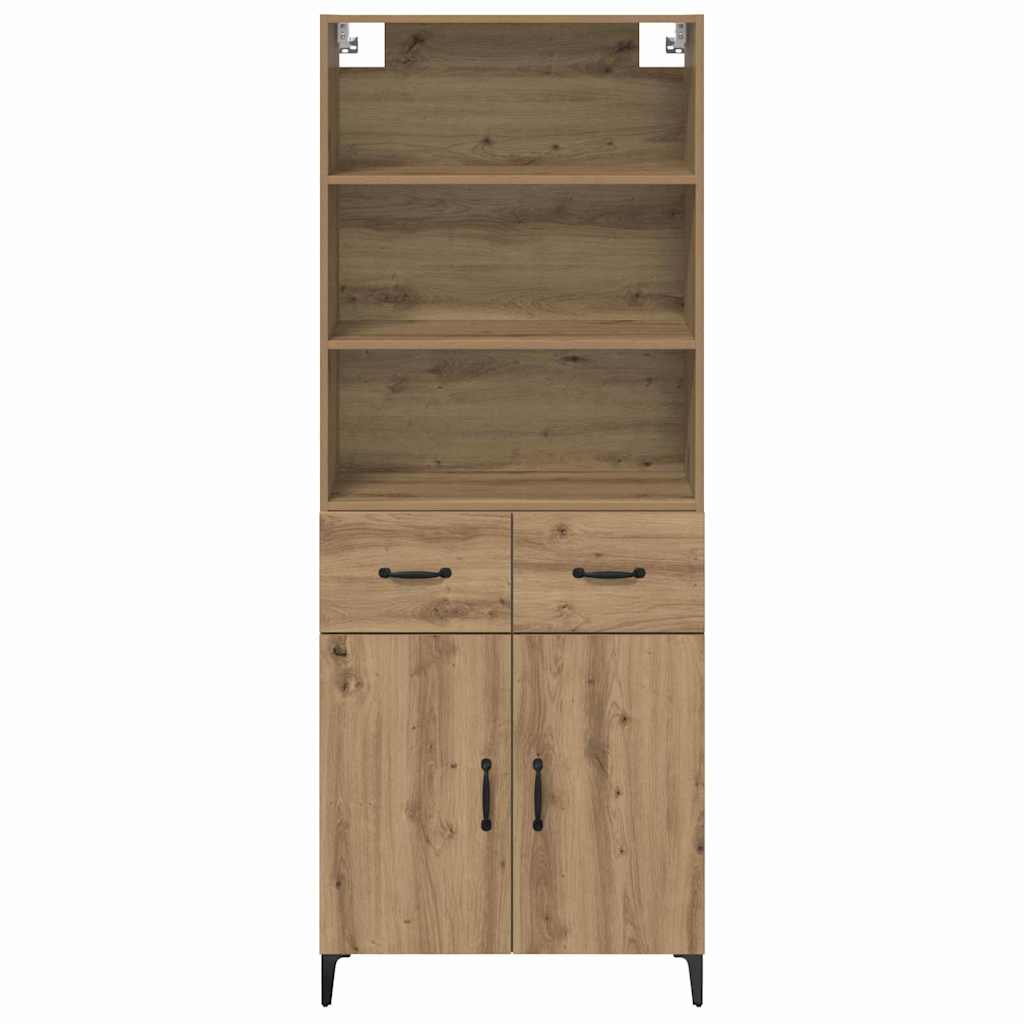 HKH Aparador Alto en Madera Procesada con 2 Puertas y 2 Cajones - Roble Artesanal