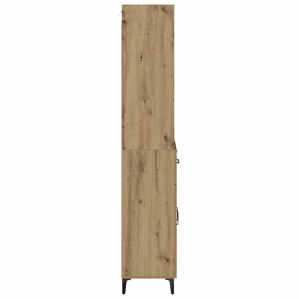 HKH Aparador Alto en Madera Procesada con 2 Puertas y 2 Cajones - Roble Artesanal