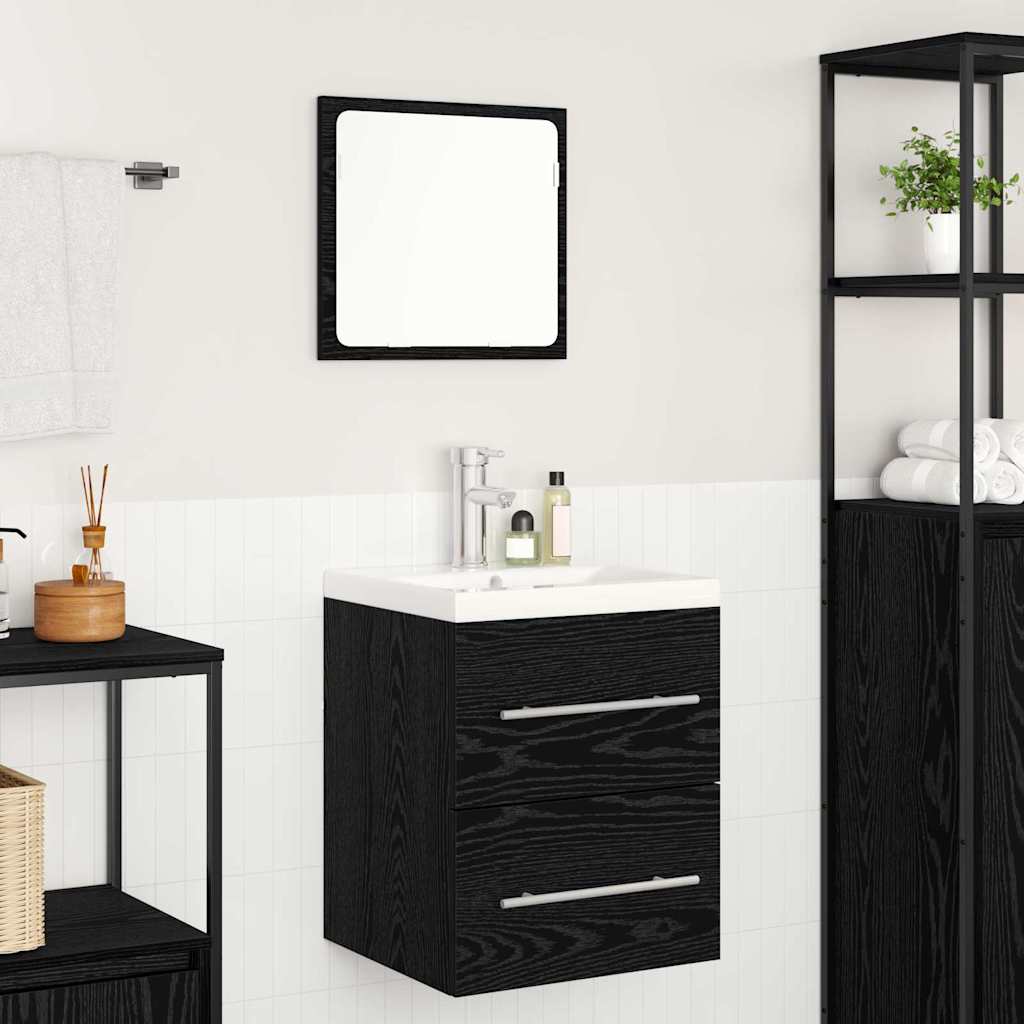 HKH Armario de lavabo de baño de roble - Negro