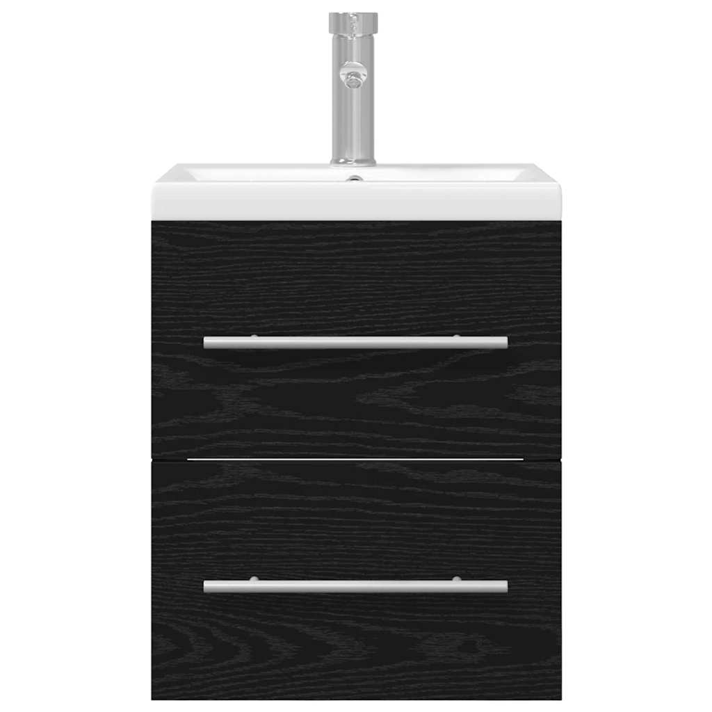 HKH Armario de lavabo de baño de roble - Negro