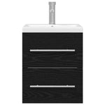 HKH Armario de lavabo de baño de roble - Negro