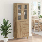HKH Aparador Alto de Madera Procesada con 3 Puertas - Roble Artesanal