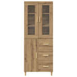 HKH Aparador Alto de Madera Procesada con 3 Puertas - Roble Artesanal
