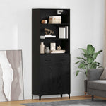 Aparador alto HKH de madera procesada con 2 puertas y 2 cajones - Roble negro