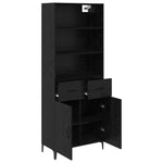 Aparador alto HKH de madera procesada con 2 puertas y 2 cajones - Roble negro