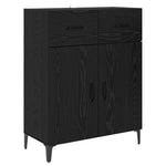 Aparador alto HKH de madera procesada con 2 puertas y 2 cajones - Roble negro