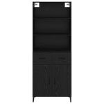 Aparador alto HKH de madera procesada con 2 puertas y 2 cajones - Roble negro