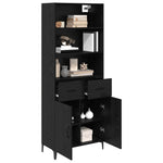 Aparador alto HKH de madera procesada con 2 puertas y 2 cajones - Roble negro