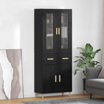 Aparador alto HKH de madera procesada con 4 puertas - Roble negro