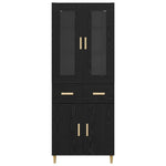 Aparador alto HKH de madera procesada con 4 puertas - Roble negro