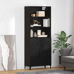 HKH Aparador Alto en Madera Procesada con 1 Puerta y 3 Cajones - Roble Negro