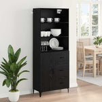 HKH Aparador Alto en Madera Procesada con 1 Puerta y 3 Cajones - Roble Negro