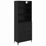HKH Aparador Alto en Madera Procesada con 1 Puerta y 3 Cajones - Roble Negro