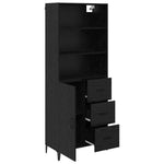 HKH Aparador Alto en Madera Procesada con 1 Puerta y 3 Cajones - Roble Negro