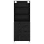 HKH Aparador Alto en Madera Procesada con 1 Puerta y 3 Cajones - Roble Negro