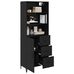 HKH Aparador Alto en Madera Procesada con 1 Puerta y 3 Cajones - Roble Negro