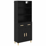 Aparador alto HKH de madera procesada con 2 puertas y 2 cajones - Roble negro
