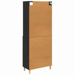 Aparador alto HKH de madera procesada con 2 puertas y 2 cajones - Roble negro