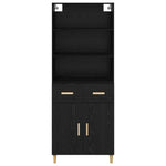 Aparador alto HKH de madera procesada con 2 puertas y 2 cajones - Roble negro