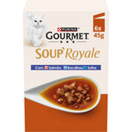 Purina Gourmet Soup Royale Snack Líquido Gato Salmão, Bacalhau e Solha 45 g 6x45 g