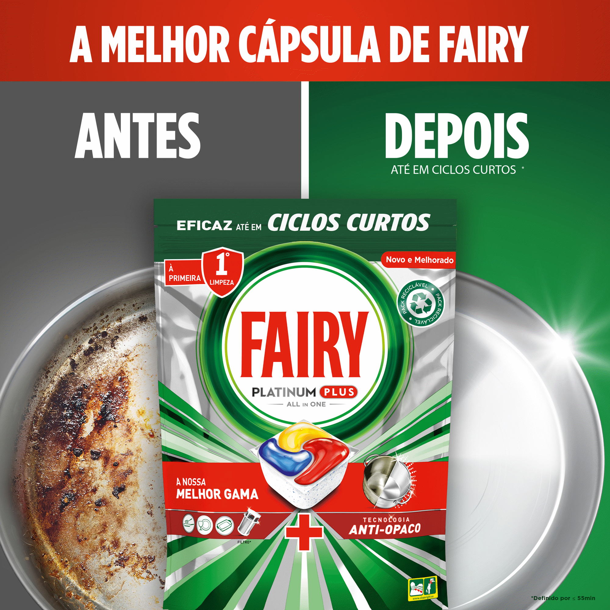 Pastilhas Fairy Platinum Plus para Máquina de Loiça 1.492 kg