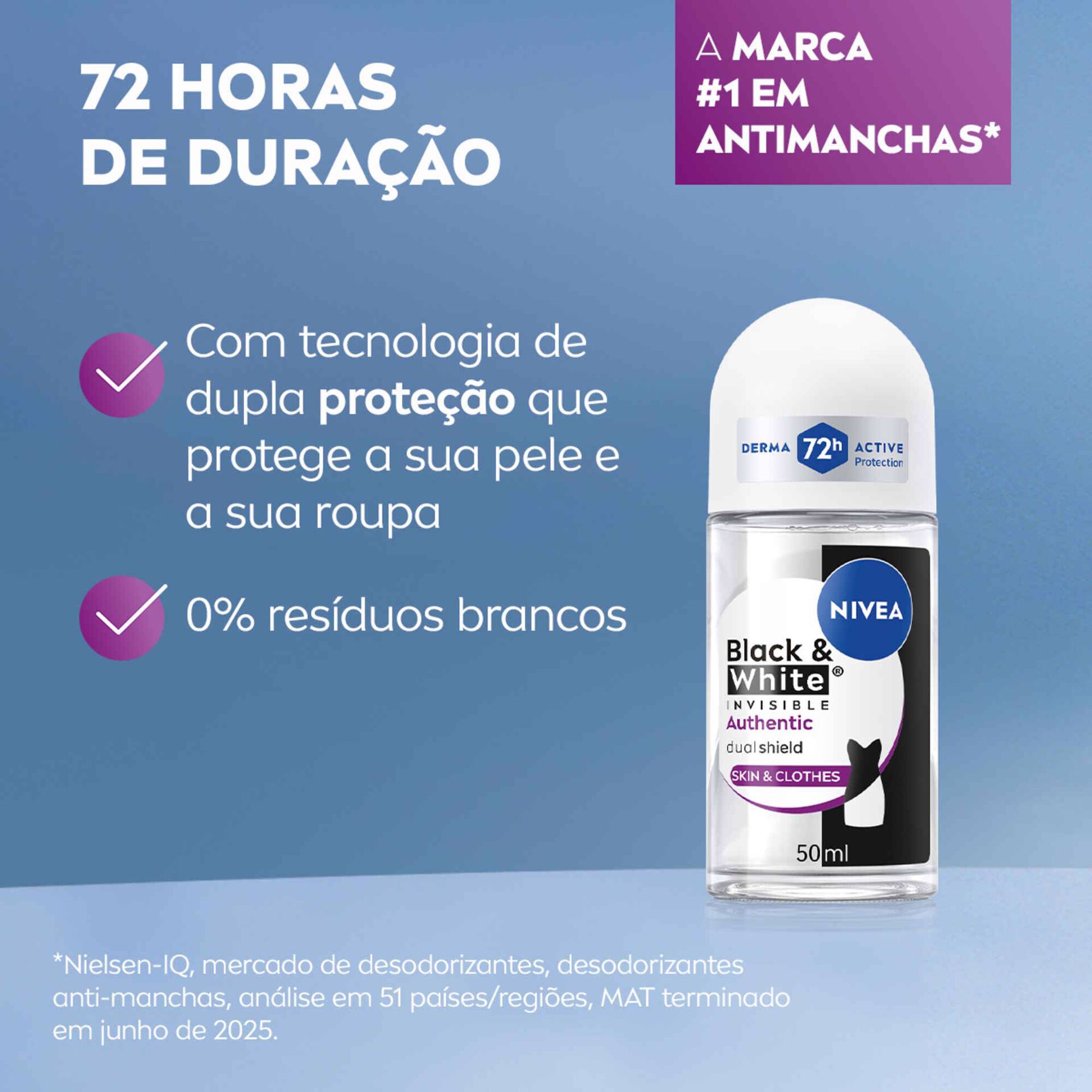 Nivea Black & White Invisible Authentic Roll-On 50 ml