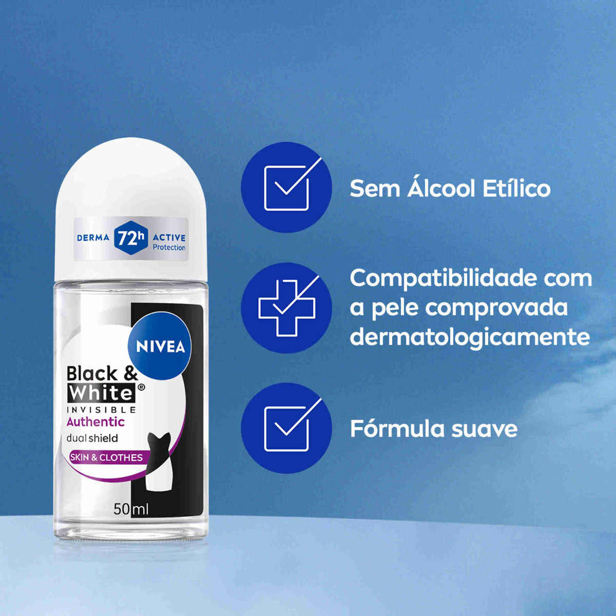 Nivea Black & White Invisible Authentic Roll-On 50 ml