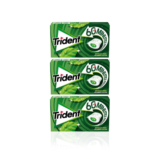 Trident 60 Minutes Pastilha Elástica Spearmint 22 gr - Pack 3 x 22 gr