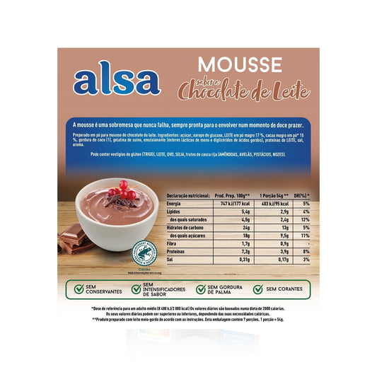 Alsa Mousse de Chocolate de Leite 132 gr