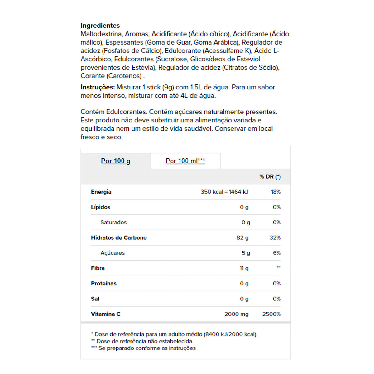 Prozis H2O Infusão Laranja 72 gr