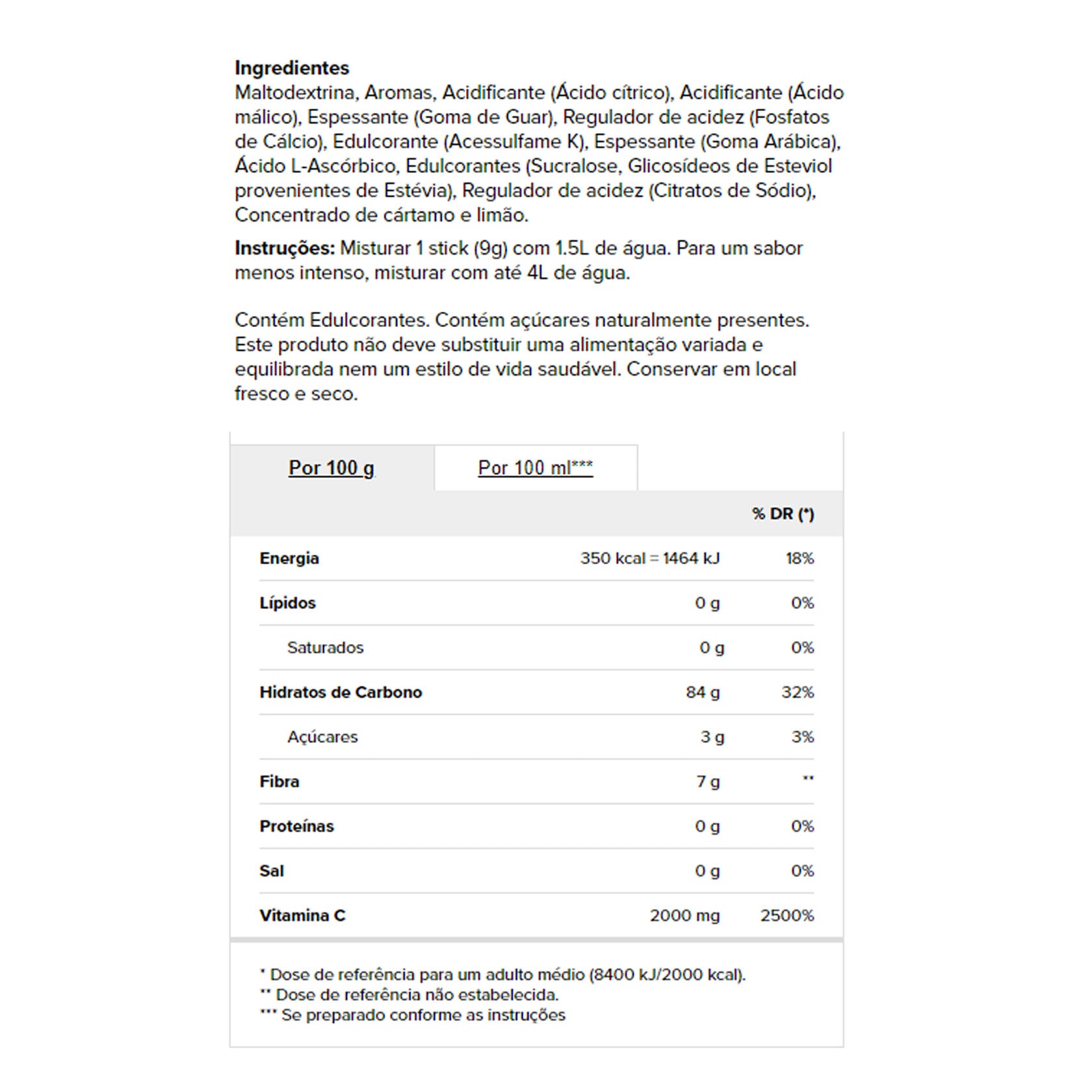 Prozis H2O Infusión de Limón 72 gr