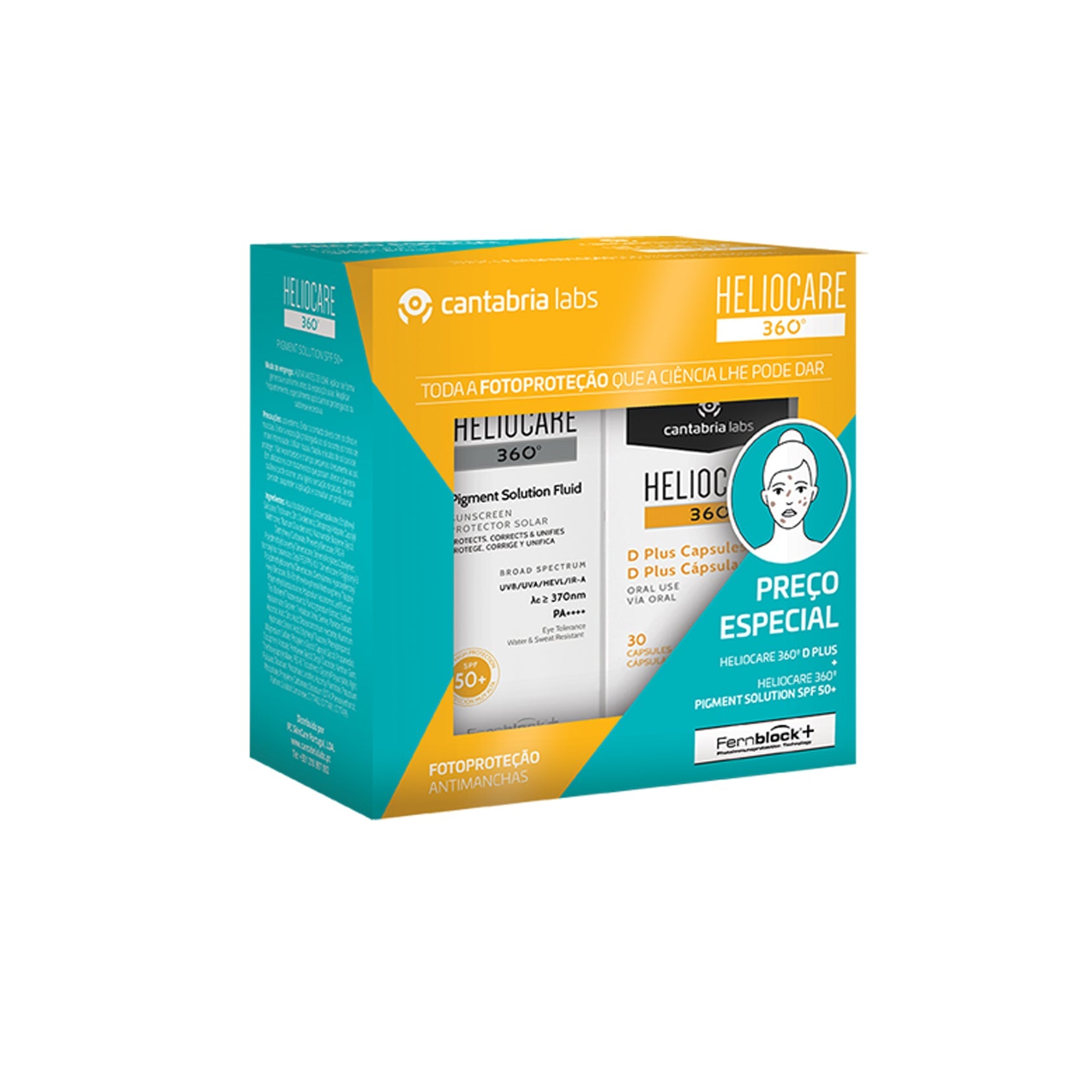 Heliocare Pack 360 D Plus Capsules x30 + 360 Pigment Solution Fluid SPF50+ 50ml