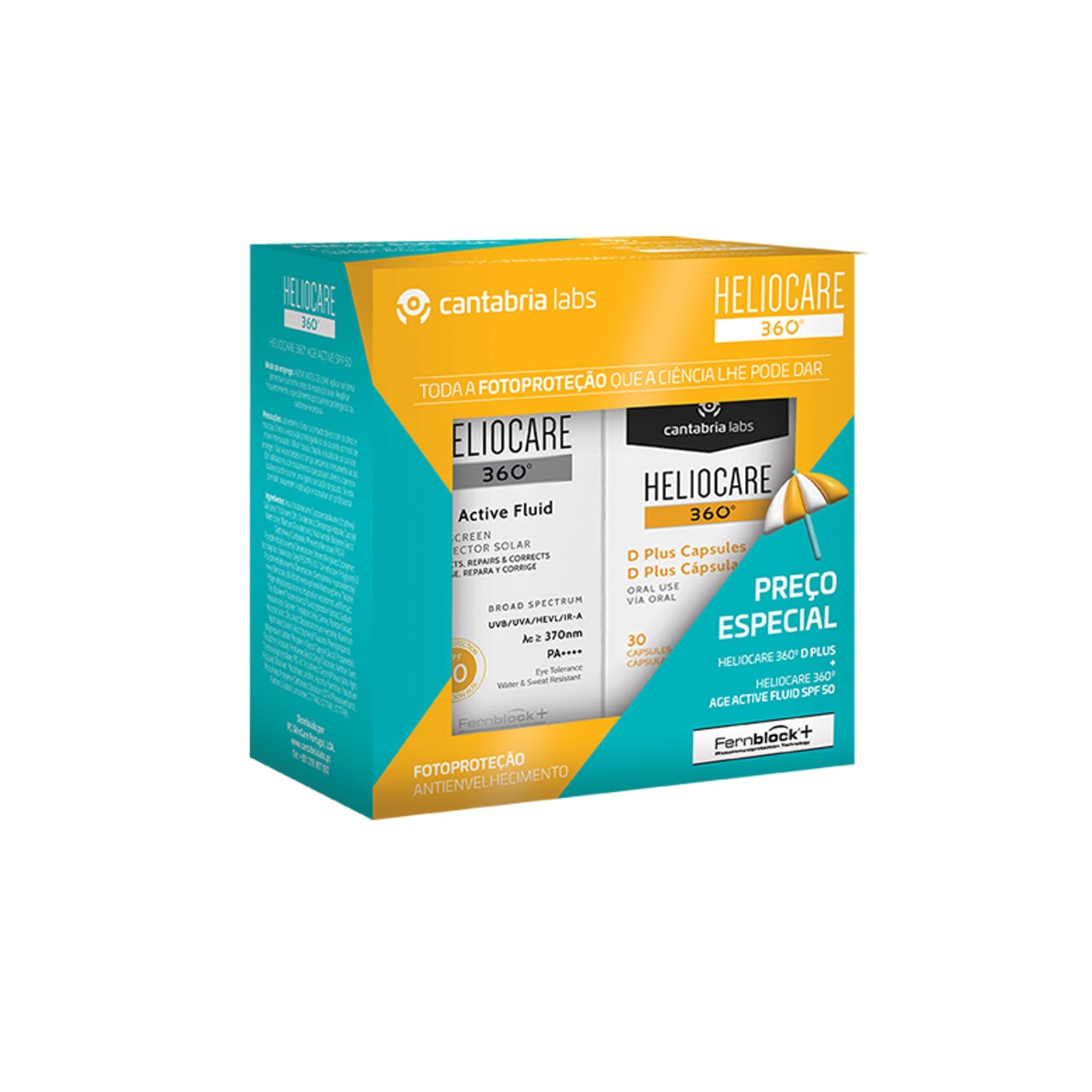 Heliocare Pack 360 Age Active Fluid Sunscreen SPF50 50ml + 360 D Plus Capsules x30