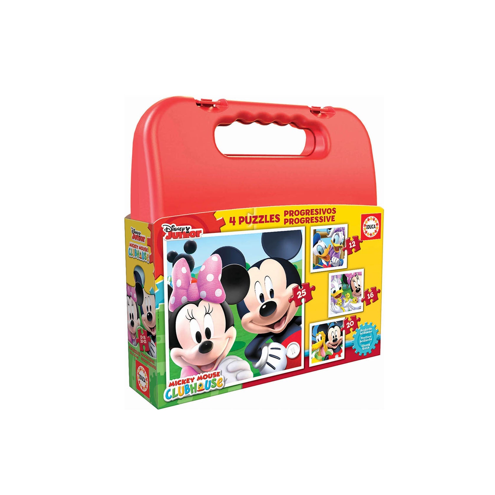 Educa Mala Mickey Mouse Puzzles Progressivos 12/16/20/25 Peças