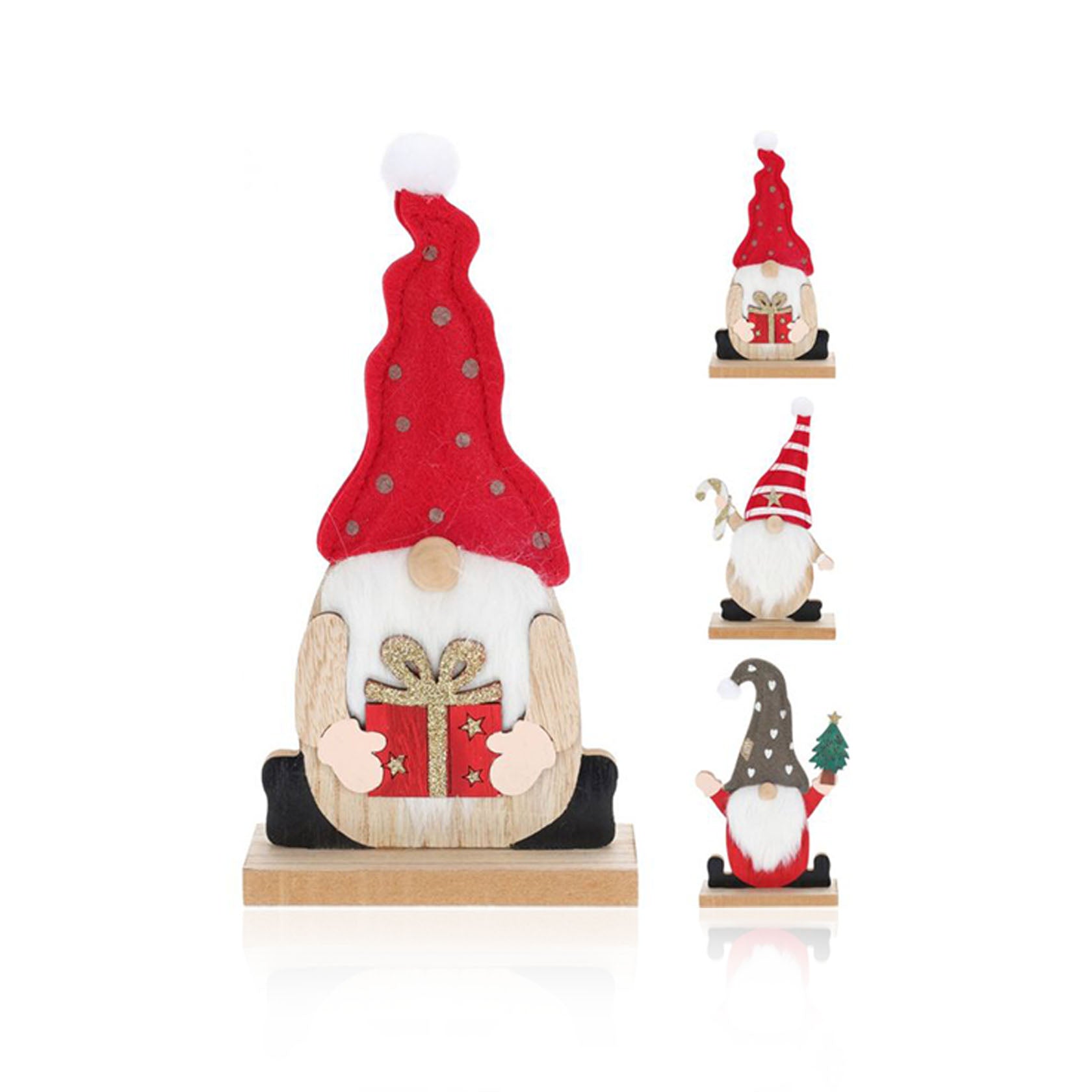 Decoración de madera de gnomo navideño 24 cm