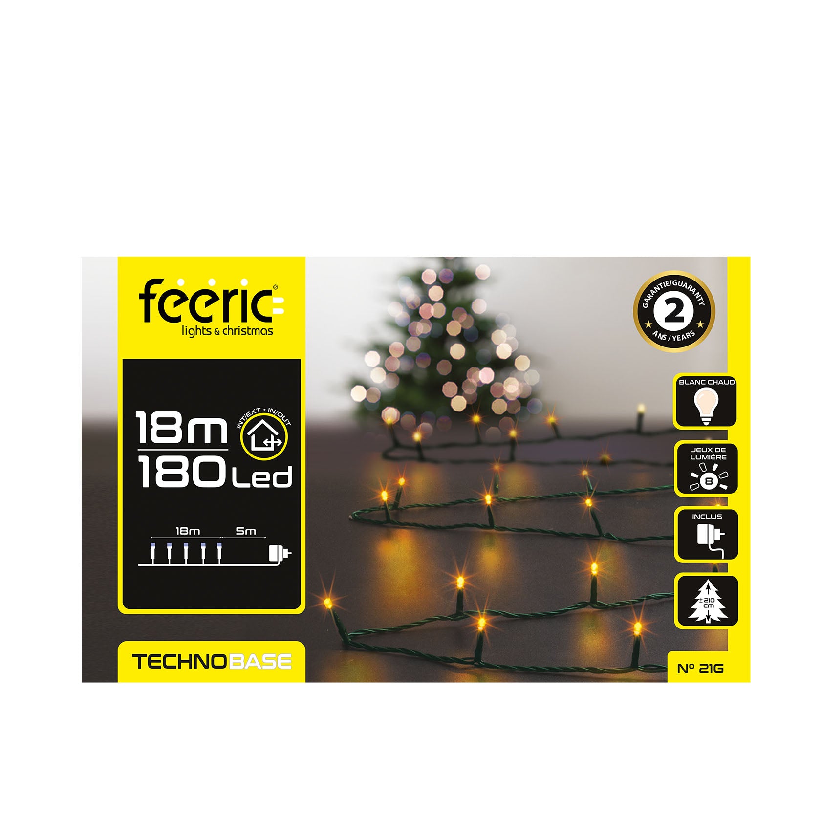 HKH Luzes de Natal Branco Quente para Exterior 8 Funções 180 LED 18 m