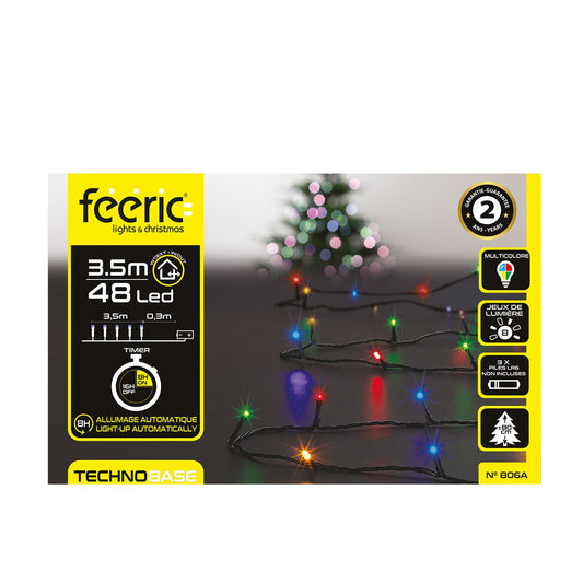 HKH Luzes de Natal Coloridas para Exterior 8 Funções 48 LED 3.5 m